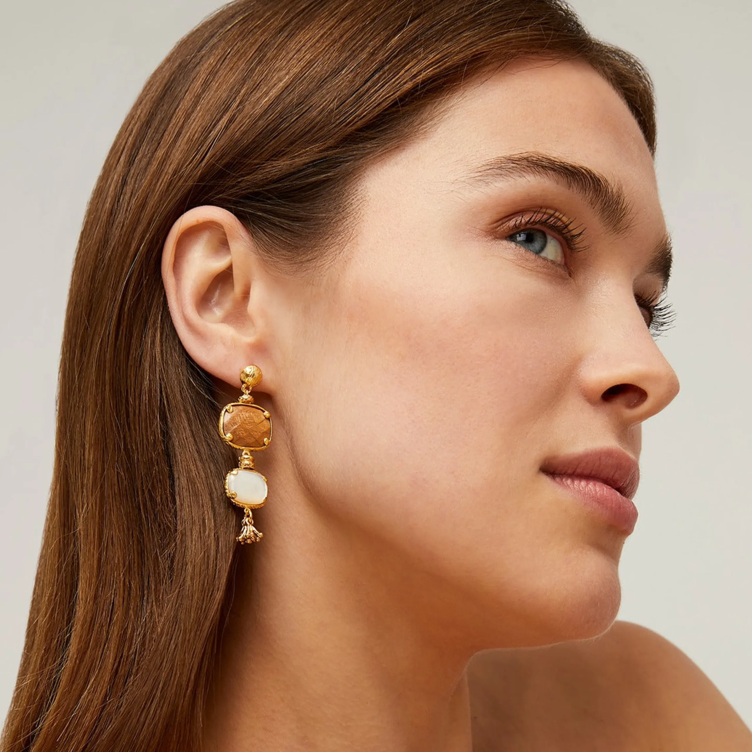 Boucles d'oreilles Silène petit modèle - Bois & Nacre blanche