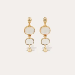 Boucles d'oreilles Silène petit modèle - Nacre blanche & Cristal