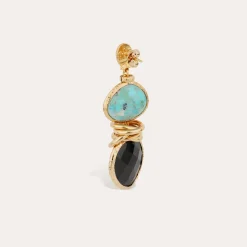 Boucles d'oreilles Sirena - Turquoise & Onyx noir