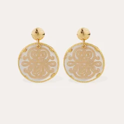 Boucles d'oreilles Sun Diva grand modèle - Nacre blanche