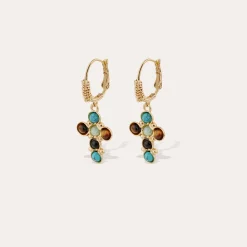 Boucles d'oreilles Tao Cruzita - Turquoise & OEil de Tigre