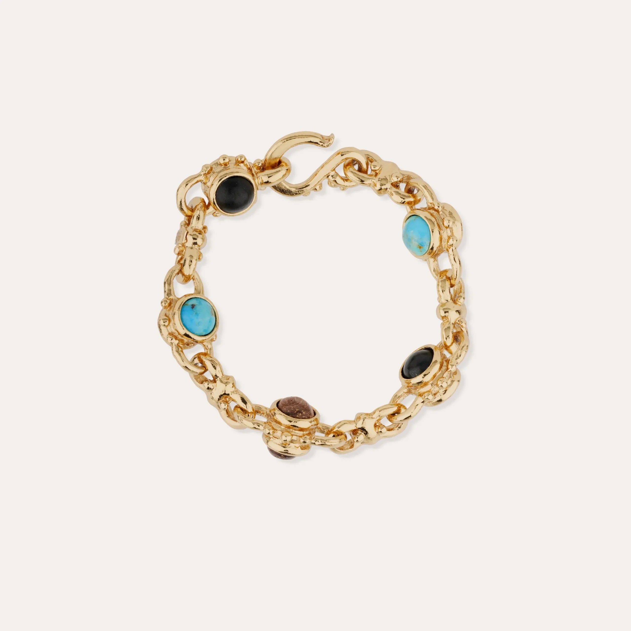 Bracelet Amarante multi - Turquoise, Basalte noire & Bois