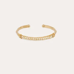 Bracelet Lyre jonc grand modèle - Nacre blanche