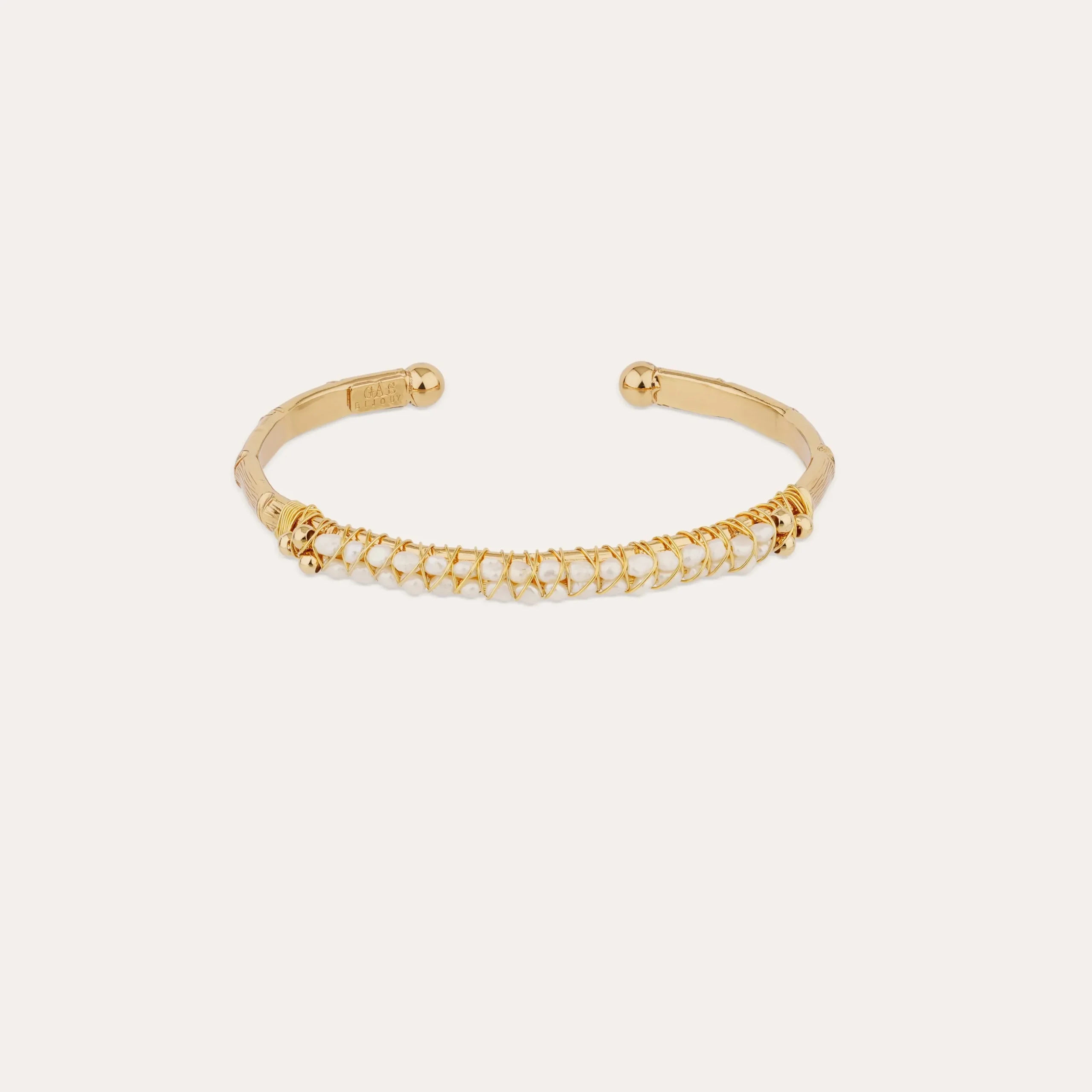 Bracelet Lyre jonc grand modèle - Nacre blanche