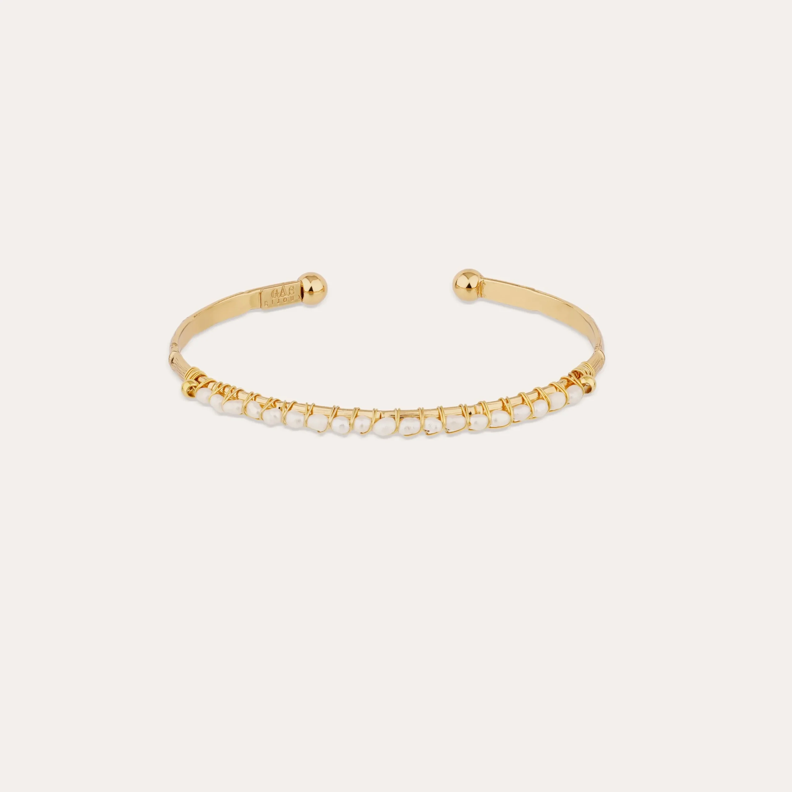 Bracelet Lyre jonc petit modèle - Nacre blanche