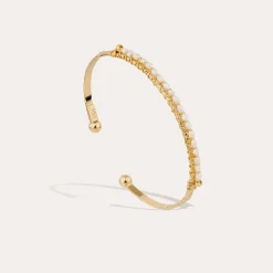 Bracelet Lyre jonc petit modèle - Nacre blanche