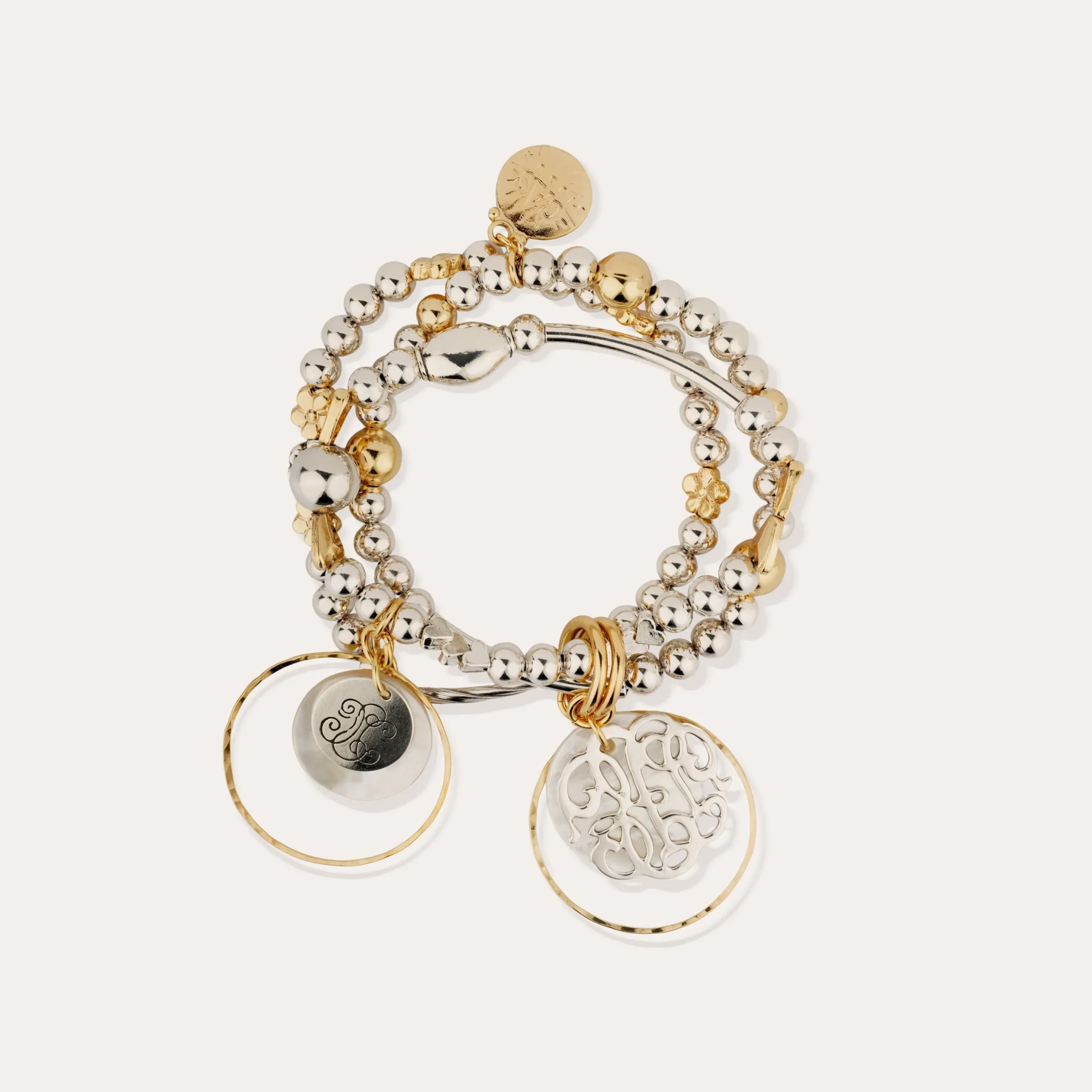 Bracelet Merlin Idylle bicolore - Nacre blanche