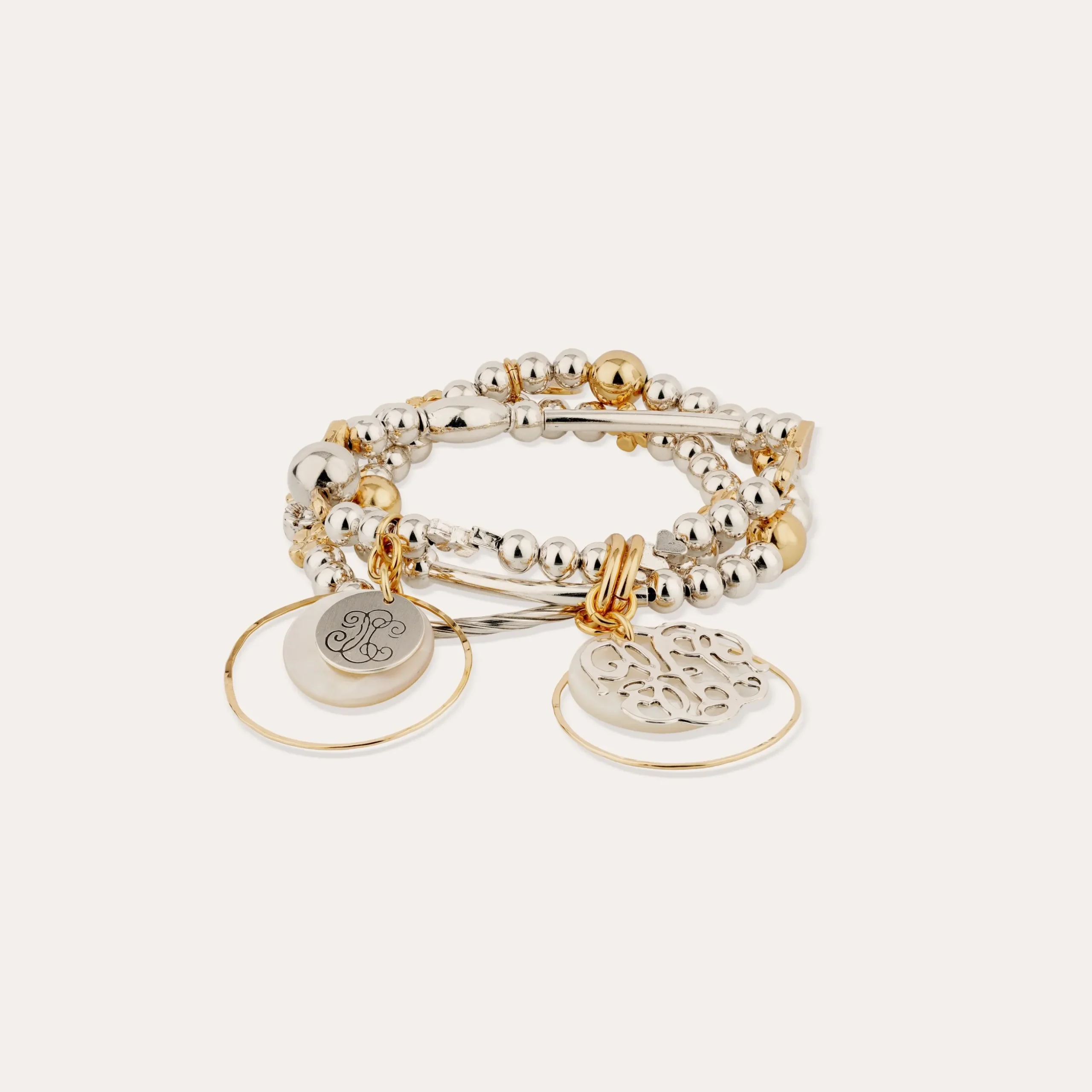 Bracelet Merlin Idylle bicolore - Nacre blanche