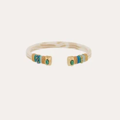 Bracelet Sarina acétate - Ivoire - Malachite