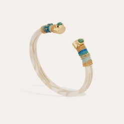 Bracelet Sarina acétate - Ivoire - Malachite