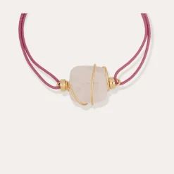 Bracelet Square mini lien - Quartz rose