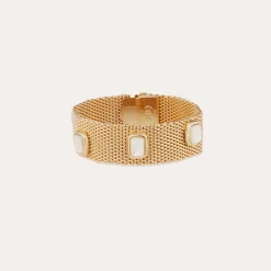 Bracelet Totem Pierre grand modèle - Nacre blanche