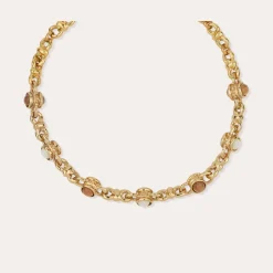 Collier Amarante cabochons multi - Nacre blanche & Bois