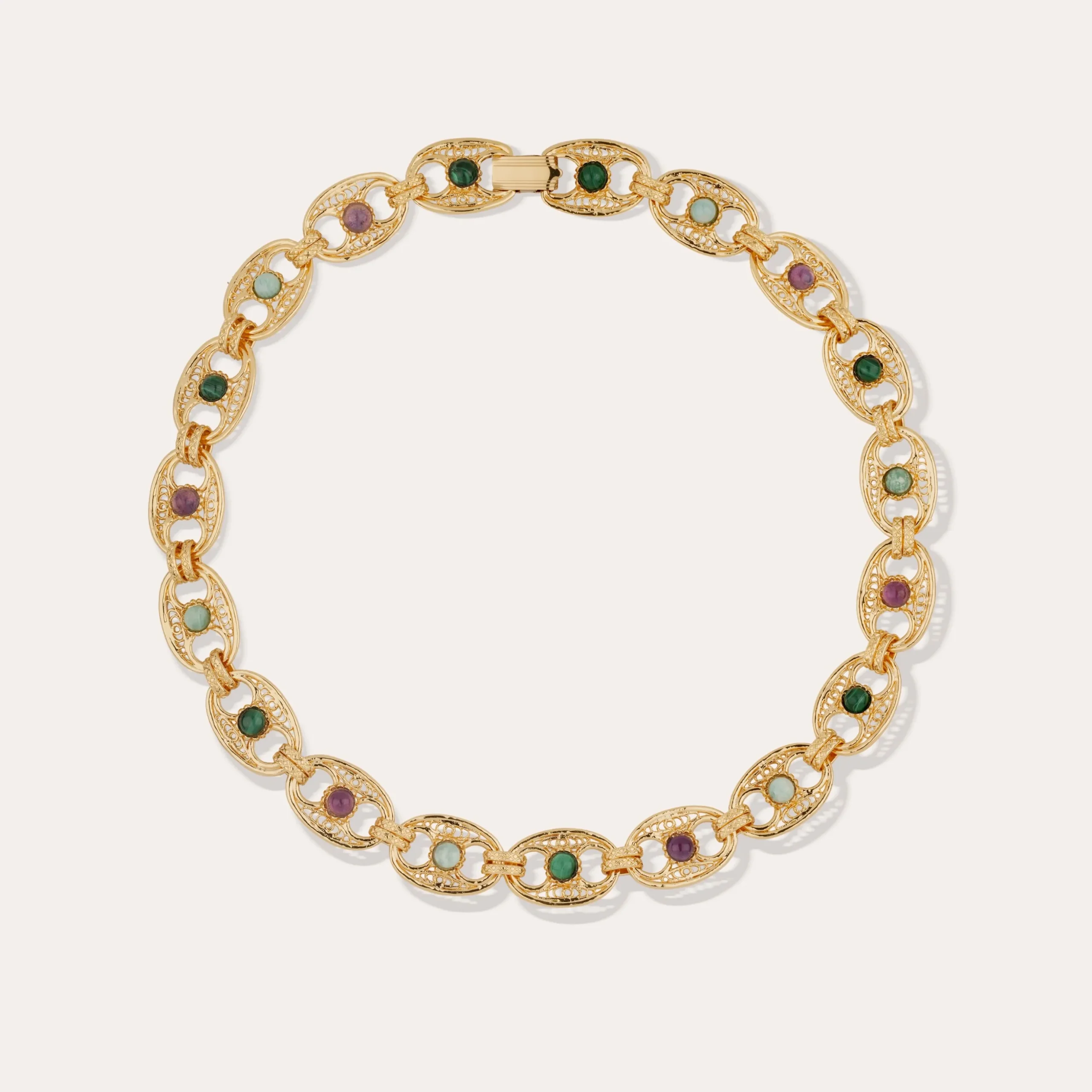 Collier Carthage - Malachite, Améthyste & Amazonite