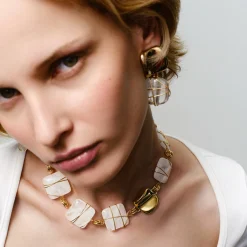 Collier Rainbow square - Cristal de roche