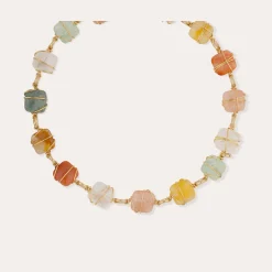 Collier Rainbow Square Multi petit modèle - Cornaline, Amazonite & Cristal de roche