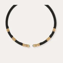 Collier Sari - Cuir & turquoise