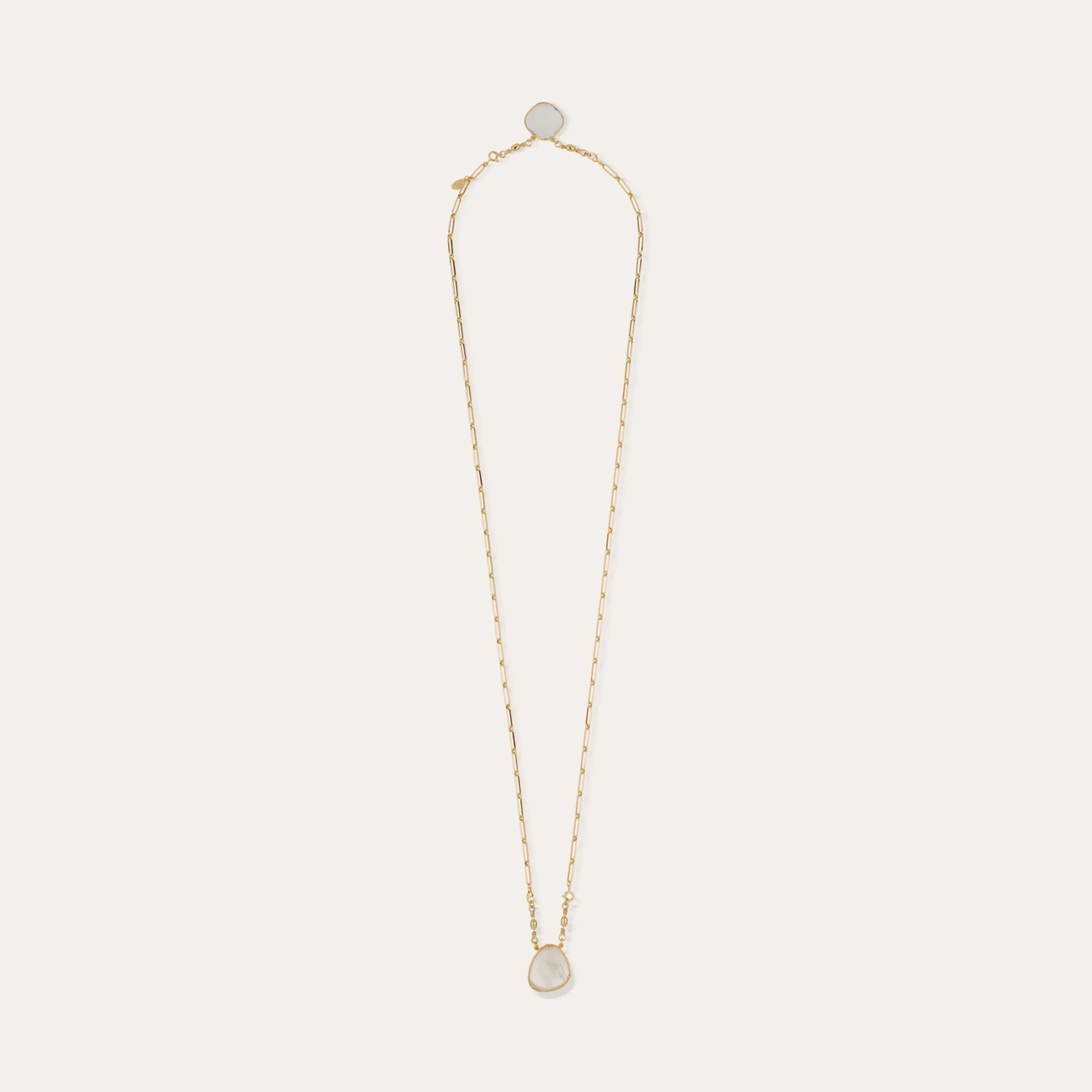 Collier Scapulaire Serti - Cristal & Nacre blanche