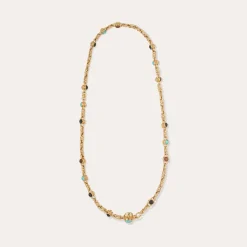 Sautoir Amarante multi - Turquoise, Bois & Basalt noir