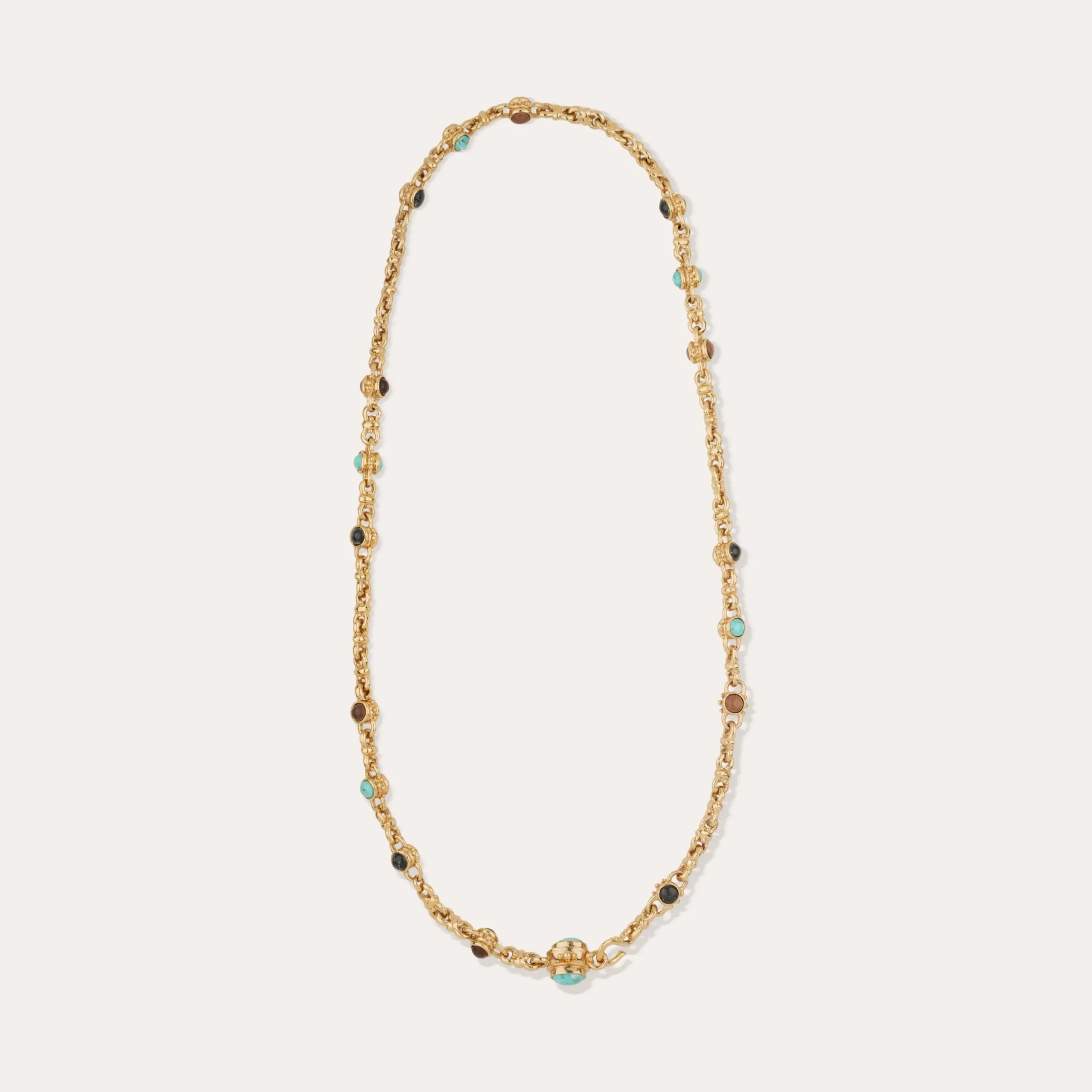 Sautoir Amarante multi - Turquoise, Bois & Basalt noir