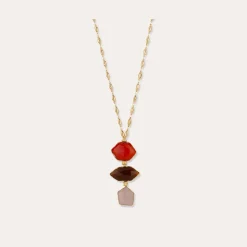 Sautoir Silenza - Calcite & Quartz rose