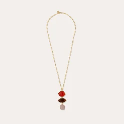 Sautoir Silenza - Calcite & Quartz rose